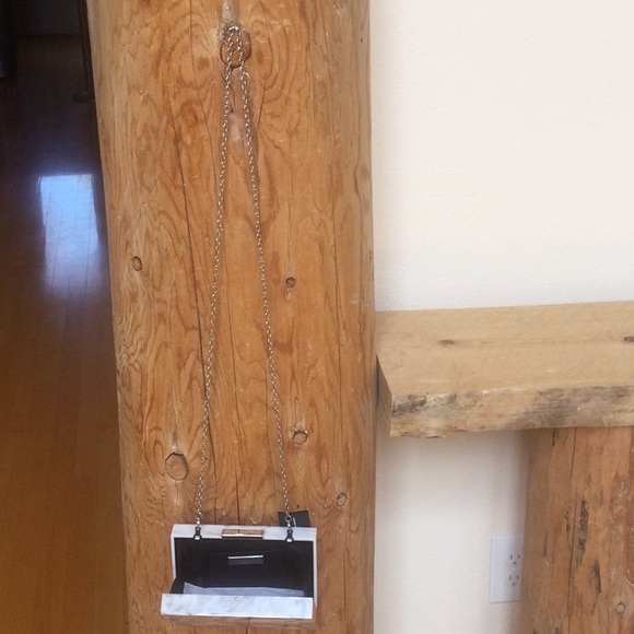 NWT Beautiful Acrylic Marble Pattern Clutch Evening Bag Casual Purse With Chain - Picture 6 of 16